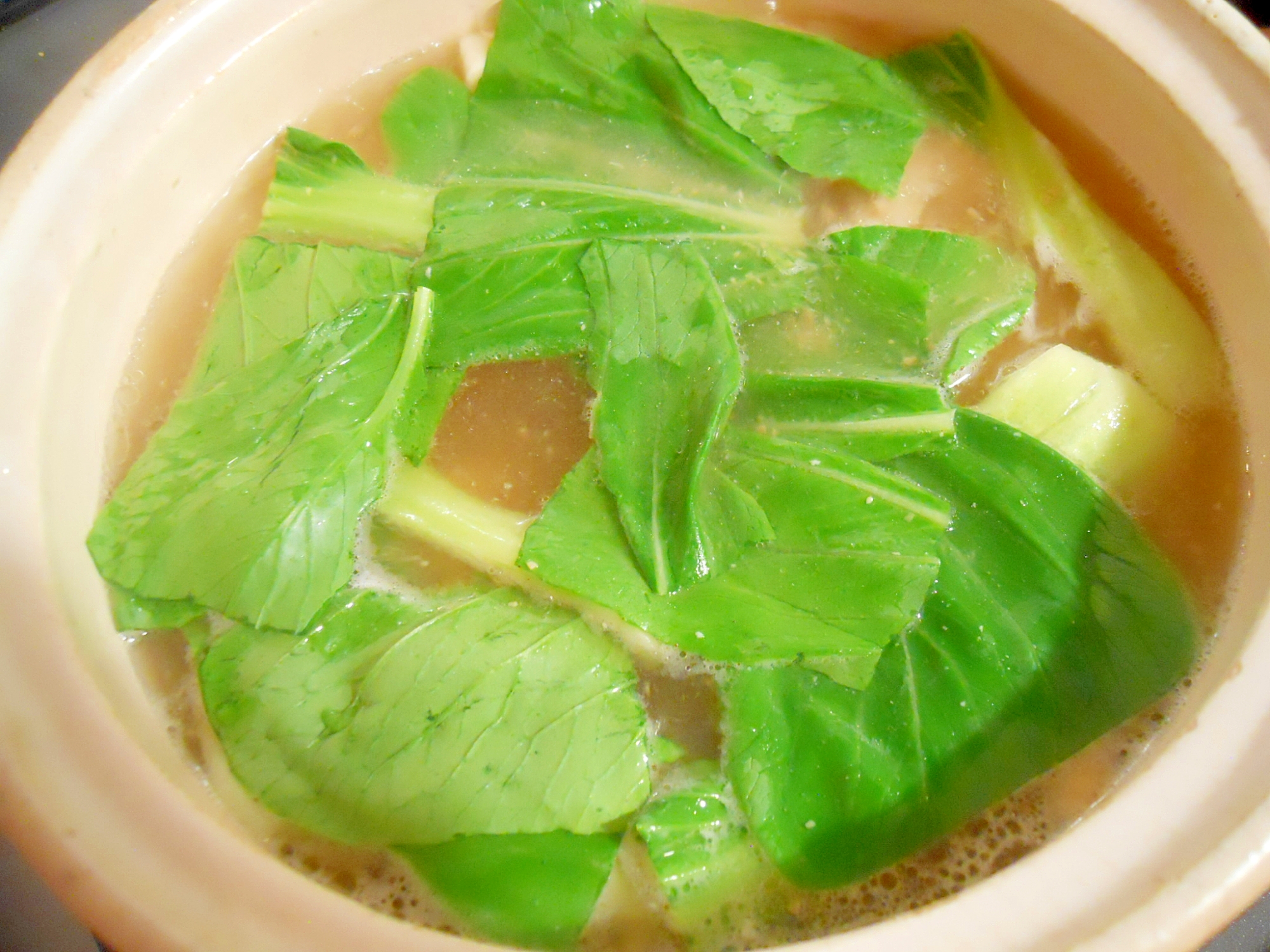 ウェイパーで☆青梗菜と豆腐　味噌鍋