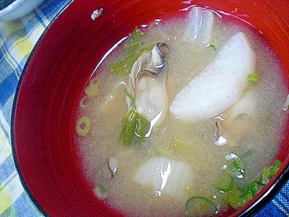 「長芋＆白菜＆牡蠣の御味噌汁」　　　♪♪