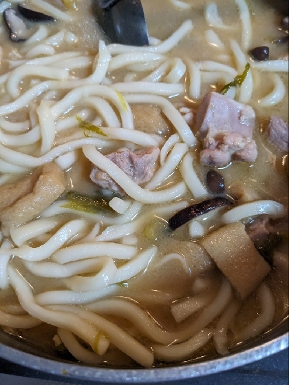 おいしい味噌味のうどんができました