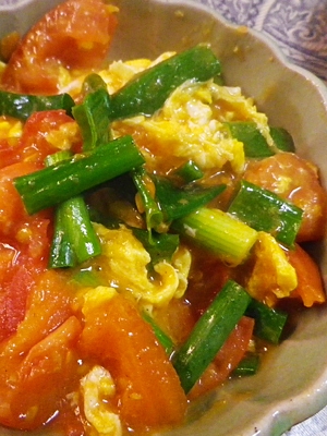 卵ネギトマトの生姜炒め