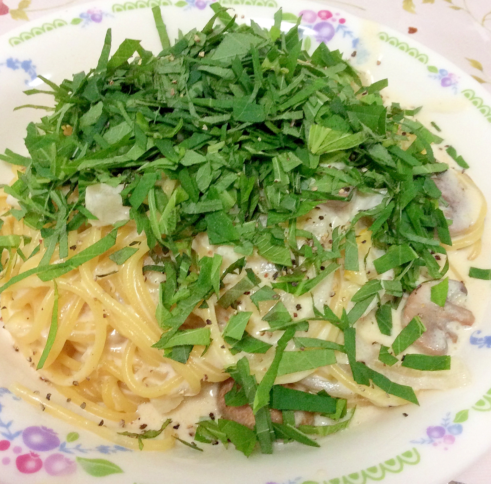 大葉のさっぱりクリームパスタ