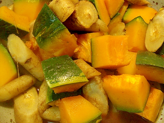 牛蒡と南瓜の煮物　カレー風味