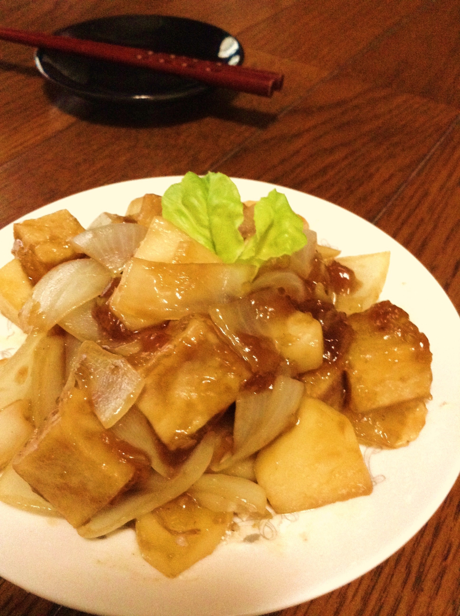 りんごと高野豆腐で代用のおいしい酢豚♪
