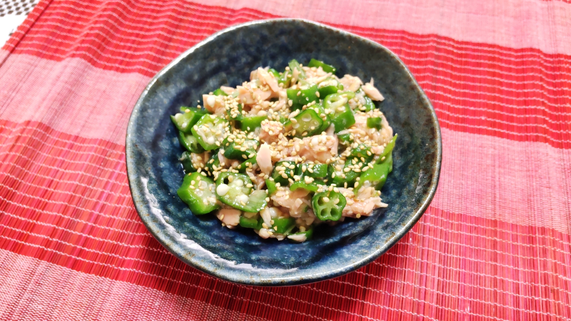 簡単！副菜！オクラとツナ缶の和風和え〜