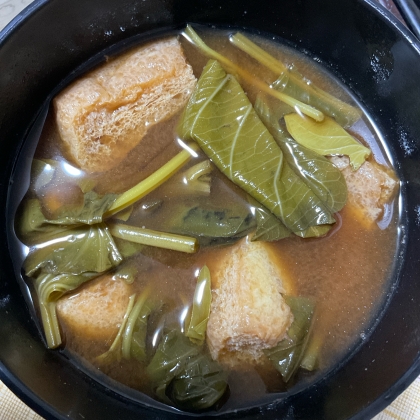 空芯菜と油揚げと青葱の味噌汁