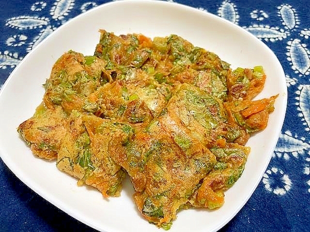 卵不使用　納豆セロリにんじんチヂミ