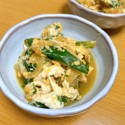 春の味覚♪葉たまねぎの甘辛卵とじ
