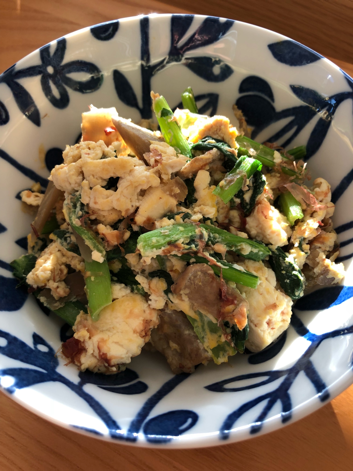 小松菜と豆腐のチャンプルー