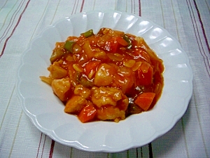 鶏肉の酢豚風ケチャップ煮