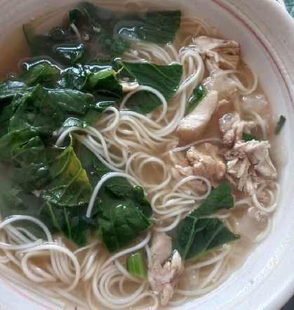 寒い朝はコレ！鶏ガラスープのしょうが入りにゅうめん