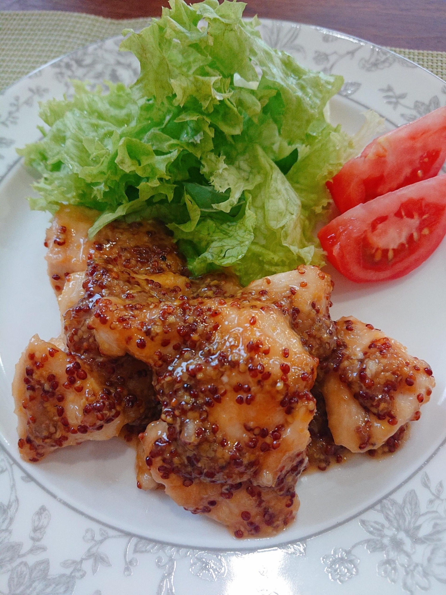 鶏むね肉でしっとりハニーマスタードチキン☆