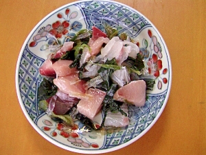 あじの刺身と海藻の和え物 レシピ 作り方 By ゆうたつまき 楽天レシピ