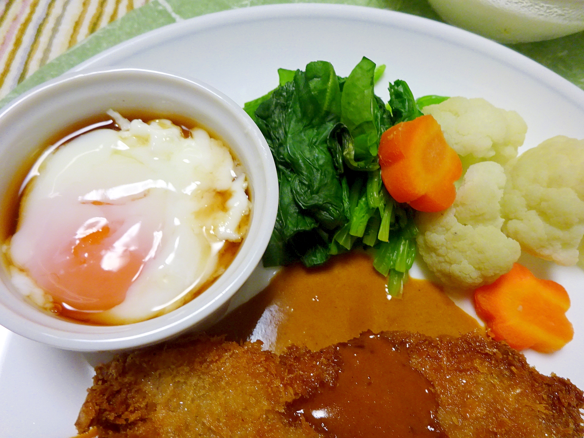 ■15分で..蒸し野菜に温泉卵ドレッシング