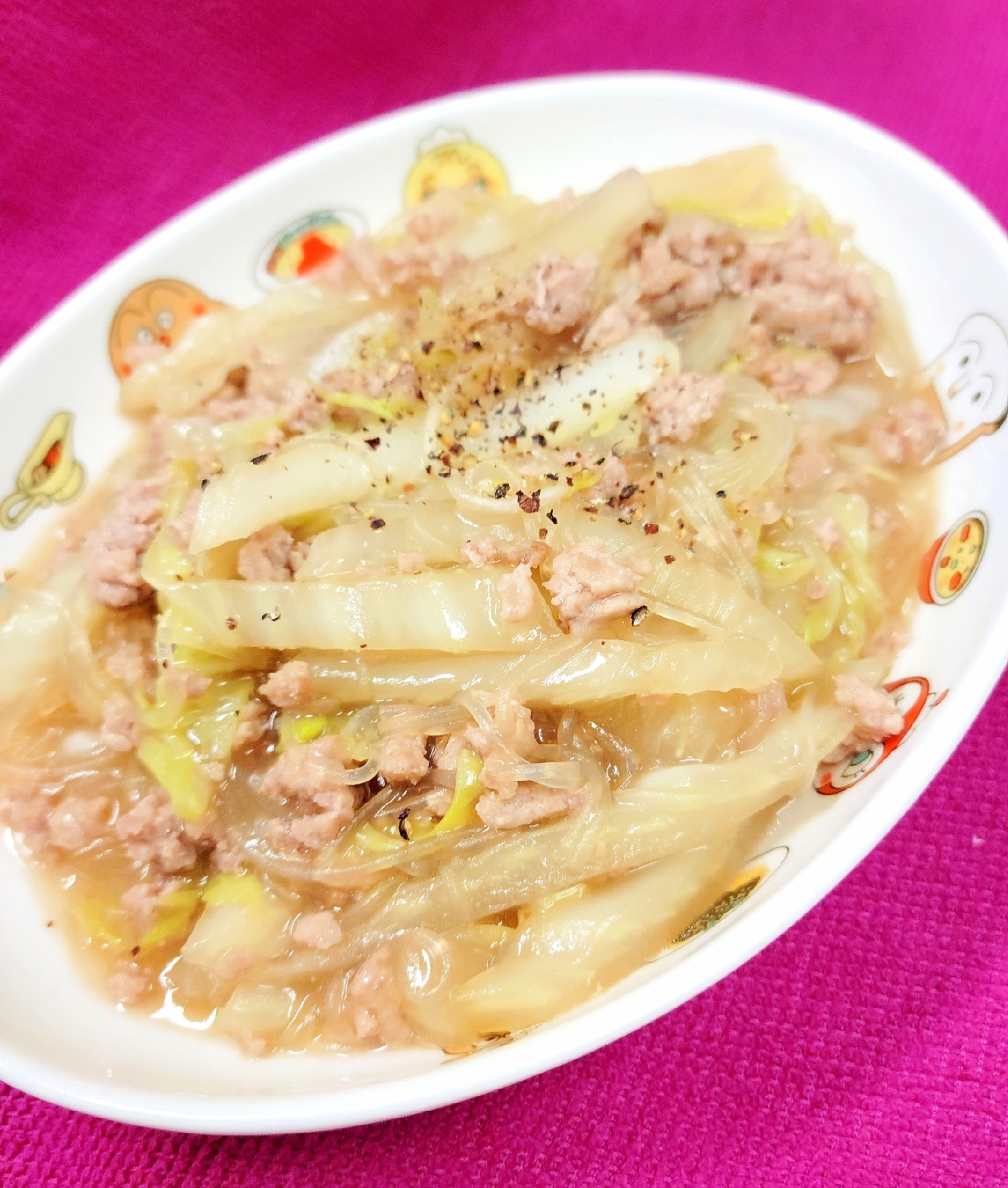 簡単♪(^^)豚ひき肉と白菜の中華春雨煮♪