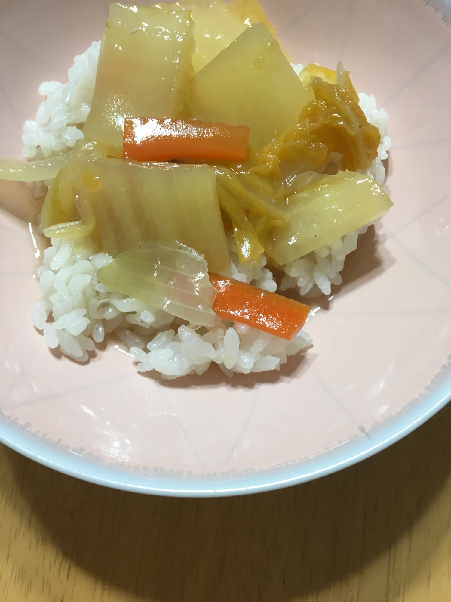 オレンジ白菜と人参のあんかけ丼(^^)