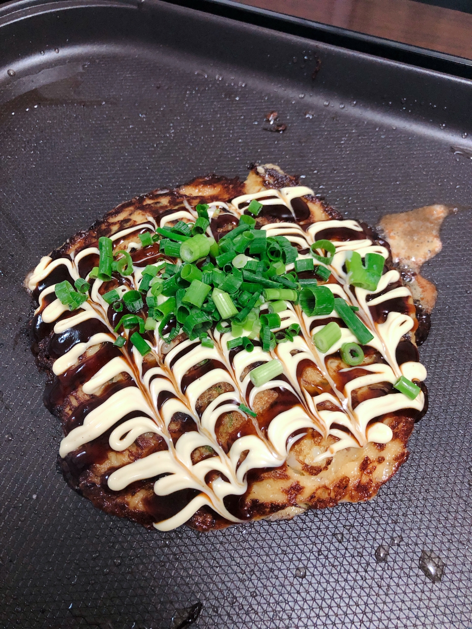 お好み焼きよりヘルシー！牛すじ入りのネギ焼き