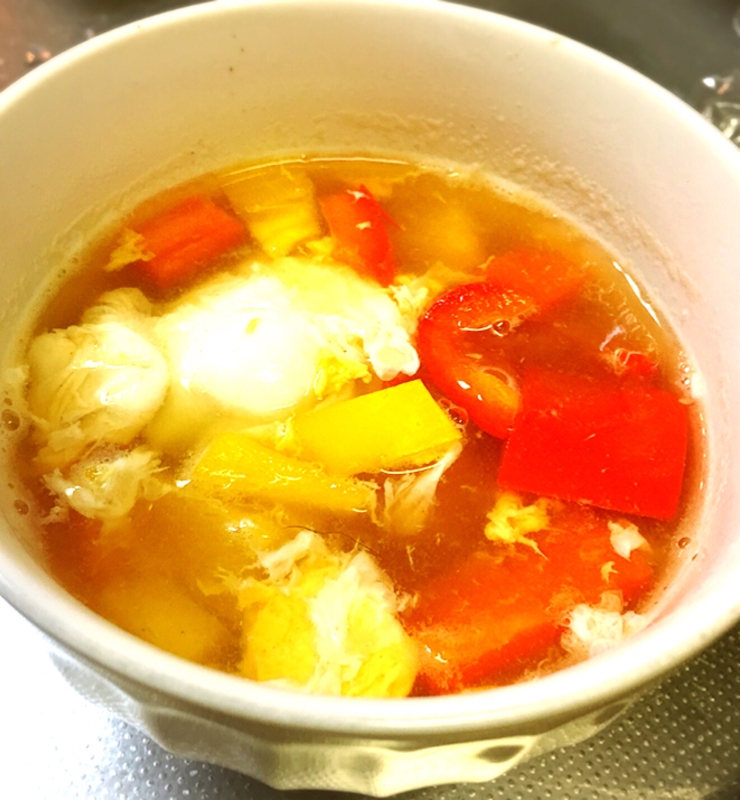 パプリカ2種の和風玉子スープ