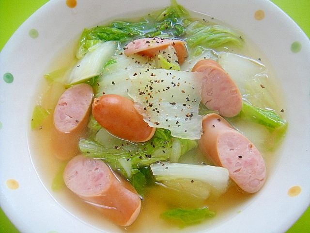 白菜とウインナーのコンソメ煮 レシピ 作り方 By Mint74 楽天レシピ