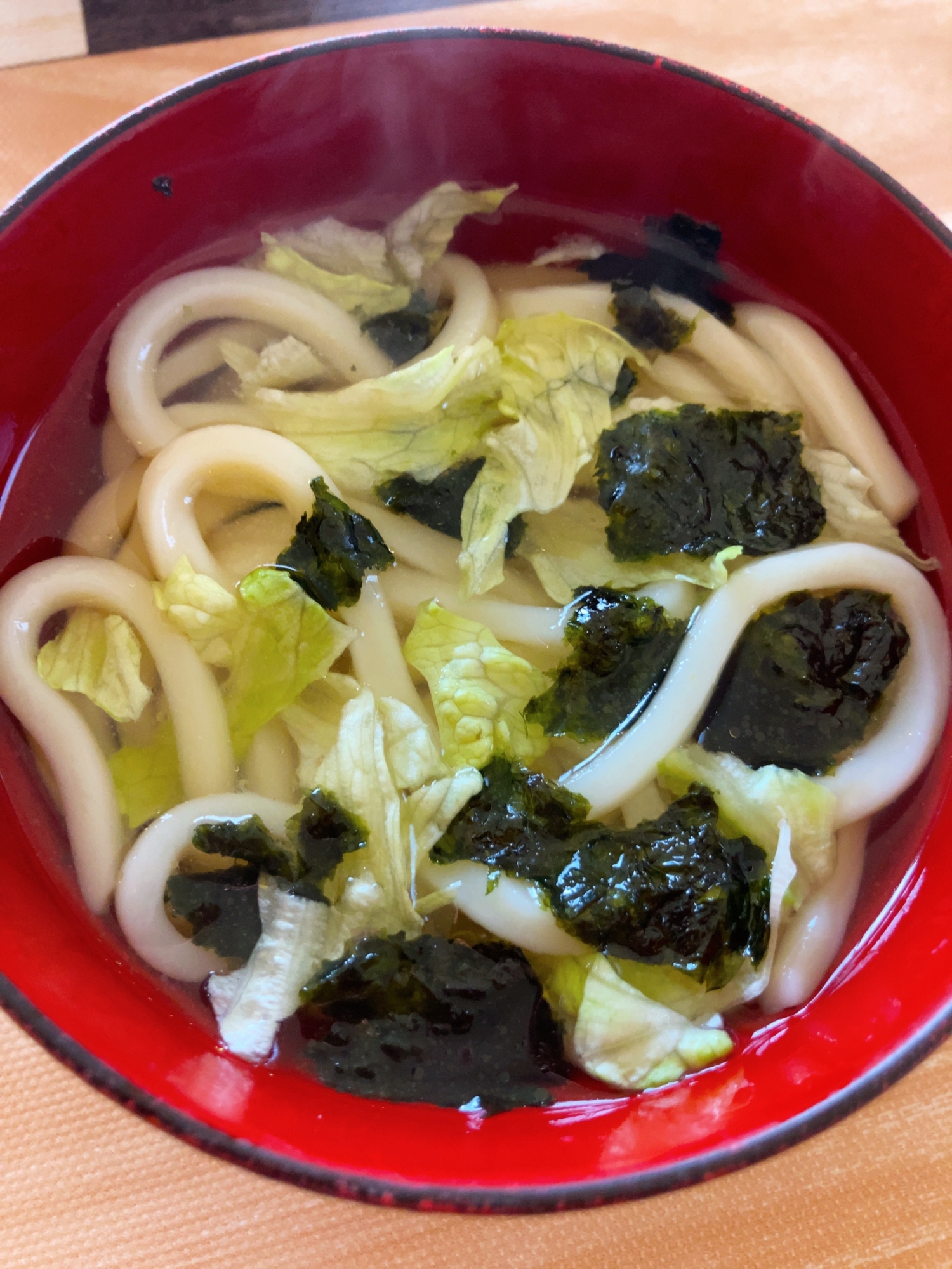 韓国海苔とレタスのうどん