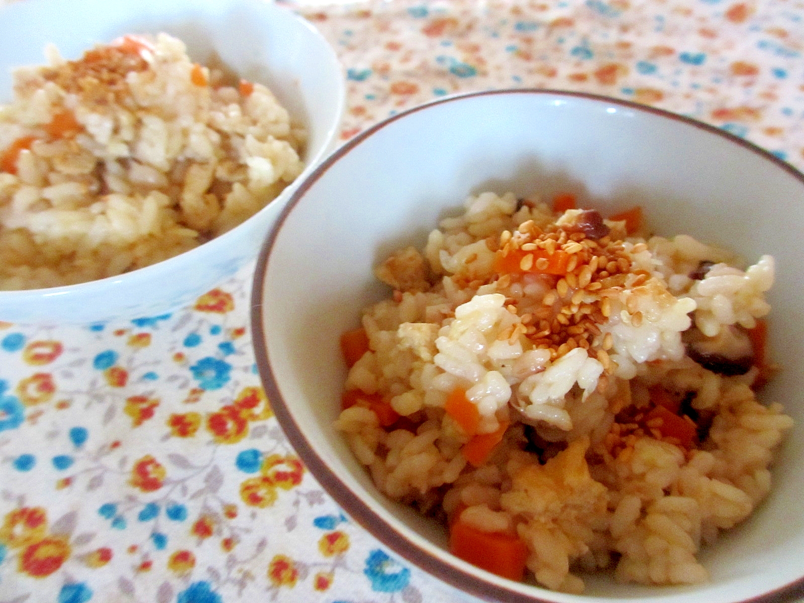 にんじん、椎茸、アミエビご飯