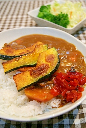 カリカリッ♪焼きかぼちゃのカレーライス