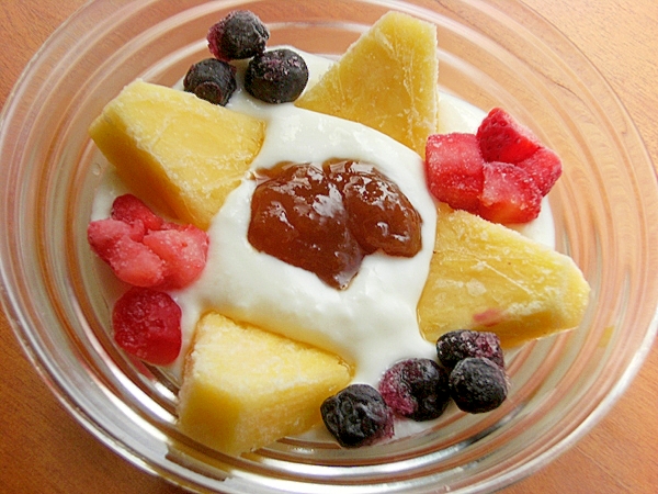 軽い吐き気にも 冷凍フルーツでヨーグルト レシピ 作り方 By ジョン リーバス 楽天レシピ
