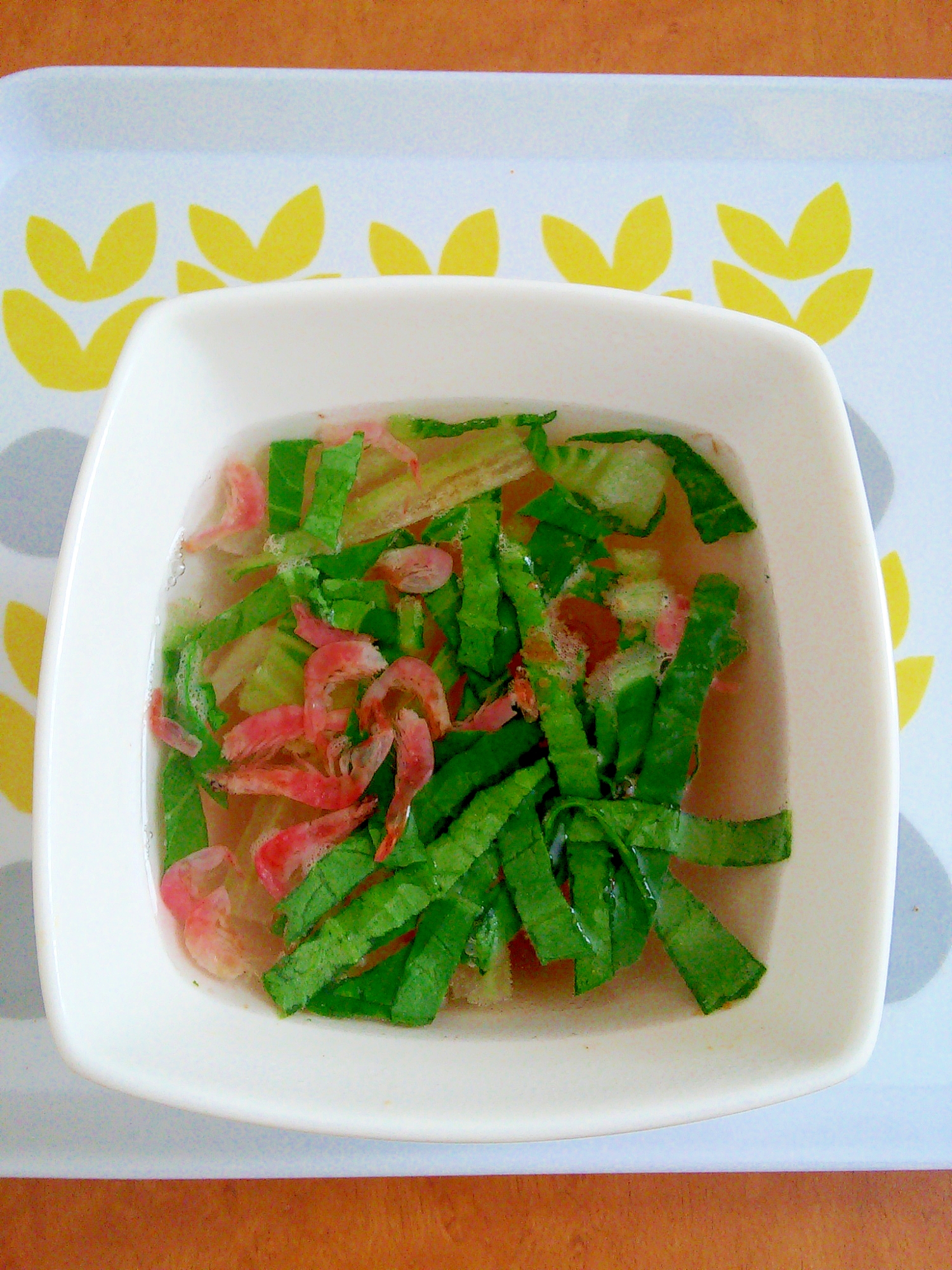 レンジで簡単★チンゲン菜と干し小エビの和風スープ