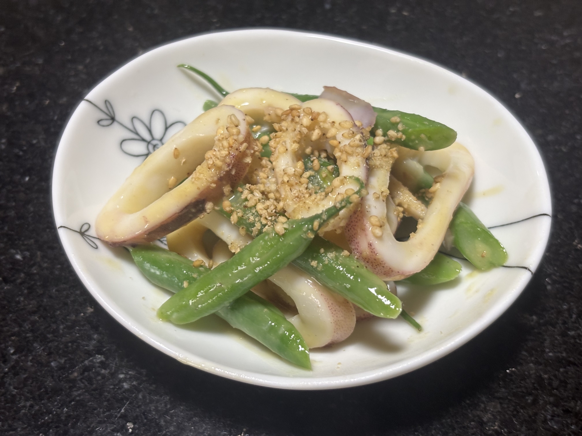 イカと三度豆の辛子酢味噌和え