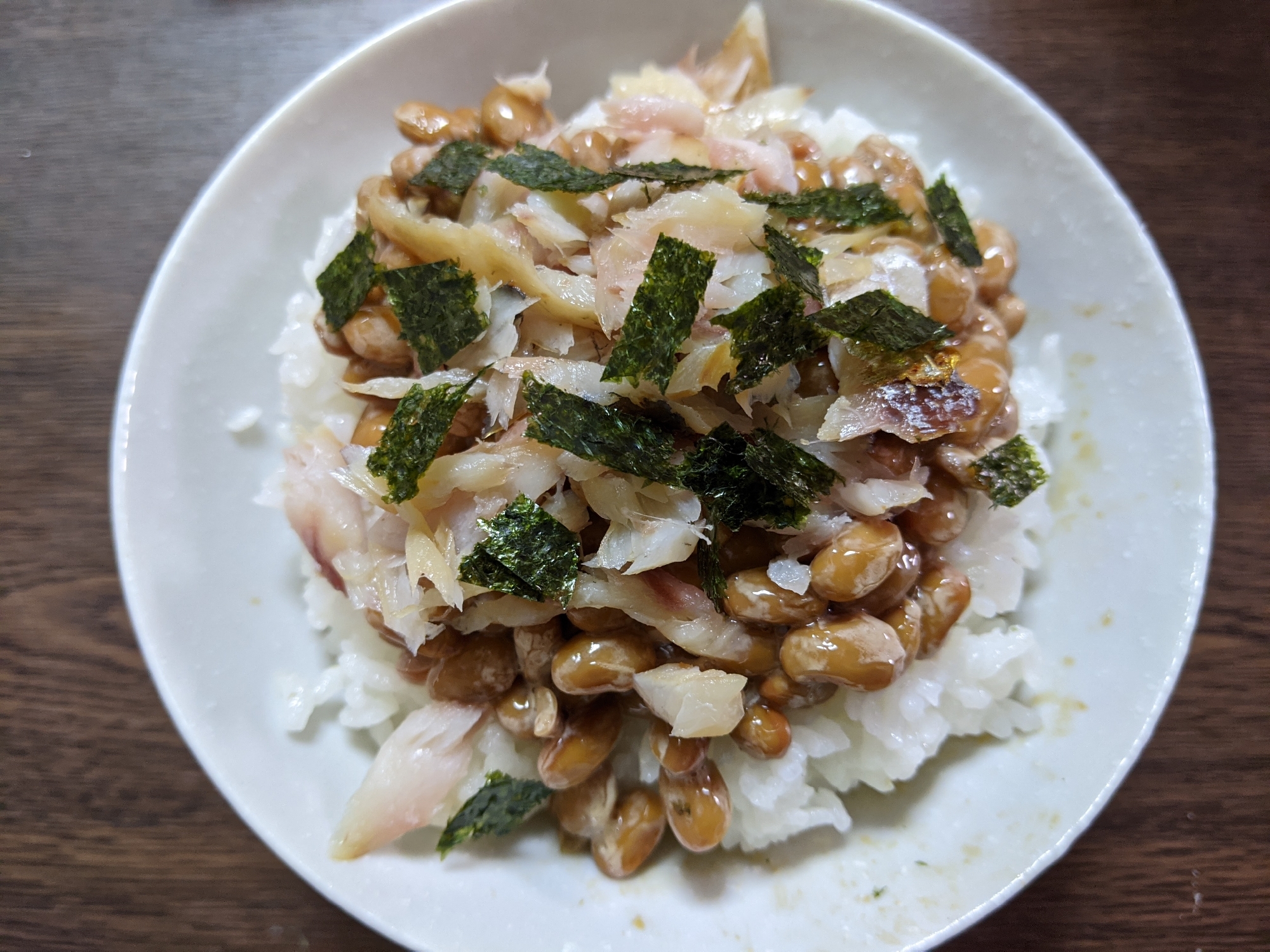 鯵乗せ納豆ご飯