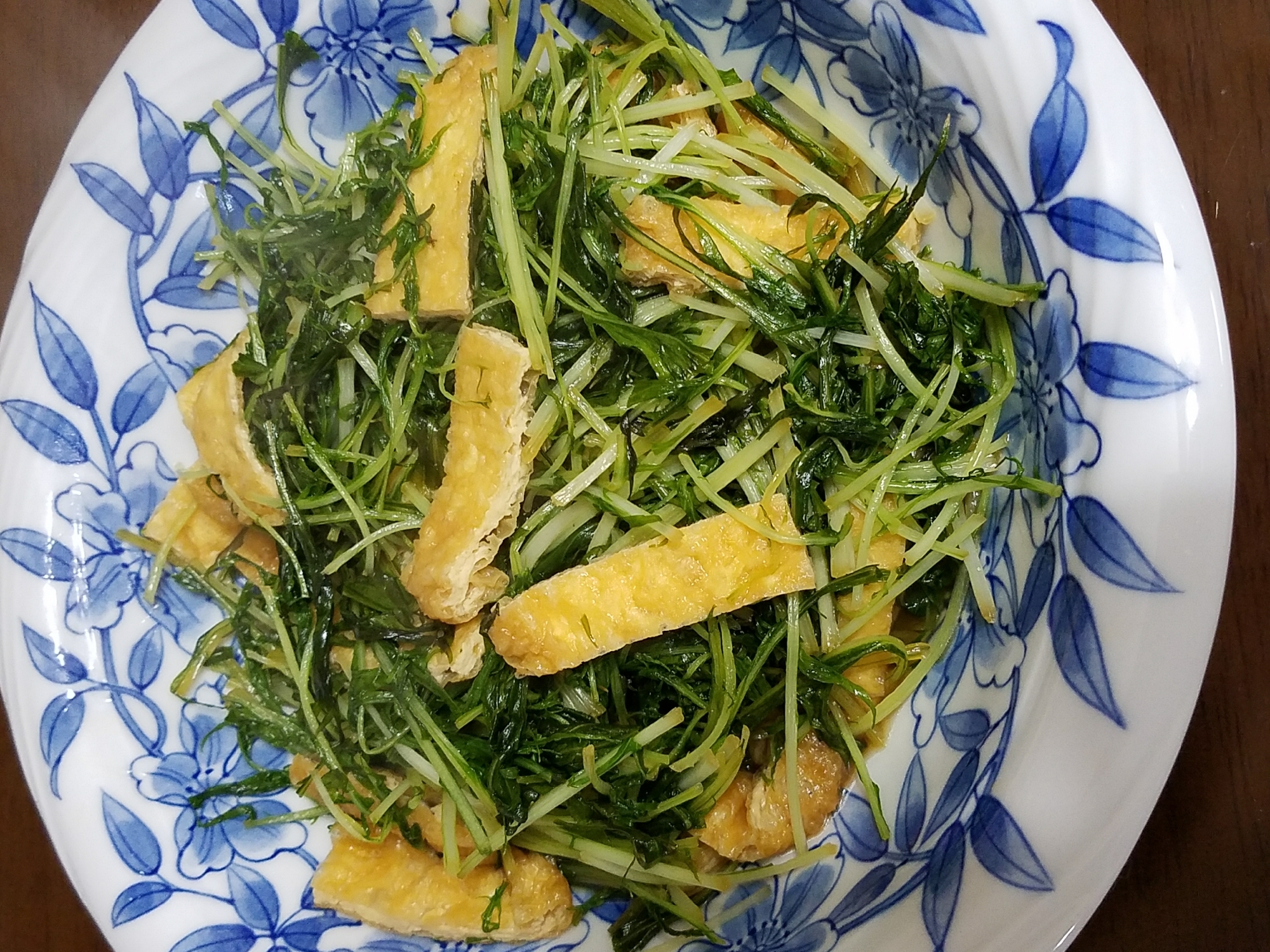 水菜とうすあげ、すき焼きのタレを使って簡単に