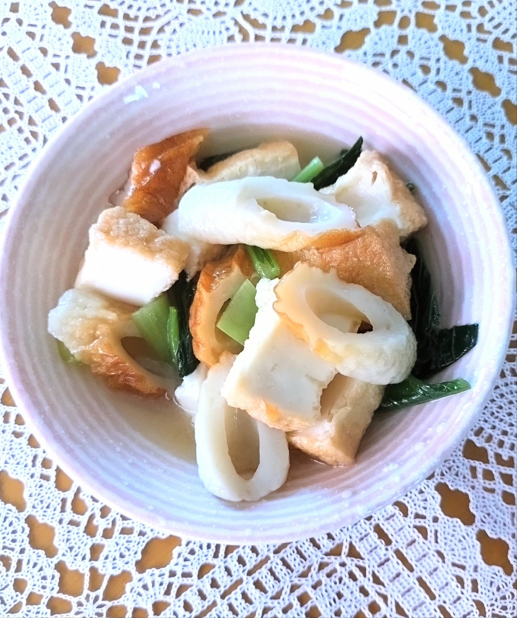 厚揚げとちくわと小松菜の味噌煮☆