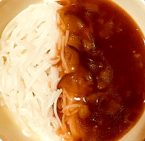 母親の介護食・嚥下食に茄子ハヤシソースにゅう麺