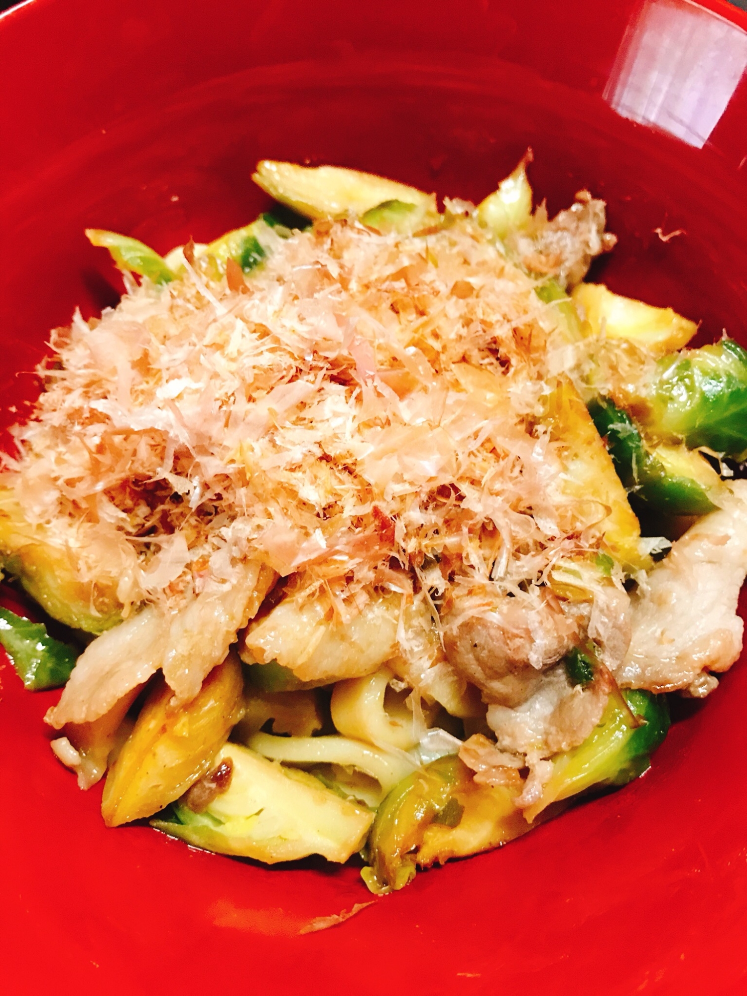 激うま 芽キャベツのオイスター焼きうどん レシピ 作り方 By 業スー太朗 楽天レシピ