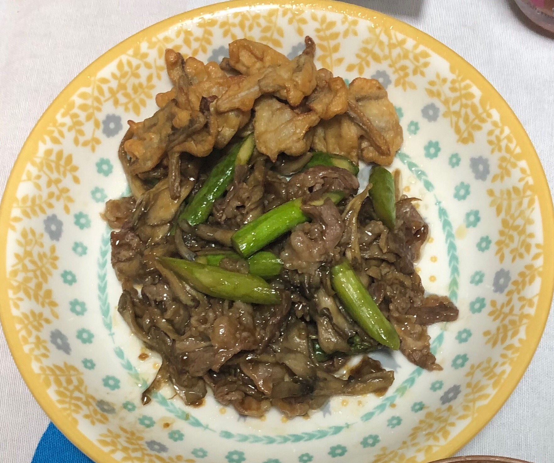 アスパラとお肉のオイスターソース炒めもの