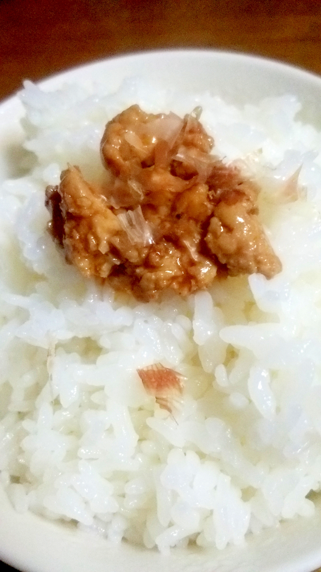 麻婆豆腐のタレで、鶏ひき肉の炒めあんご飯に