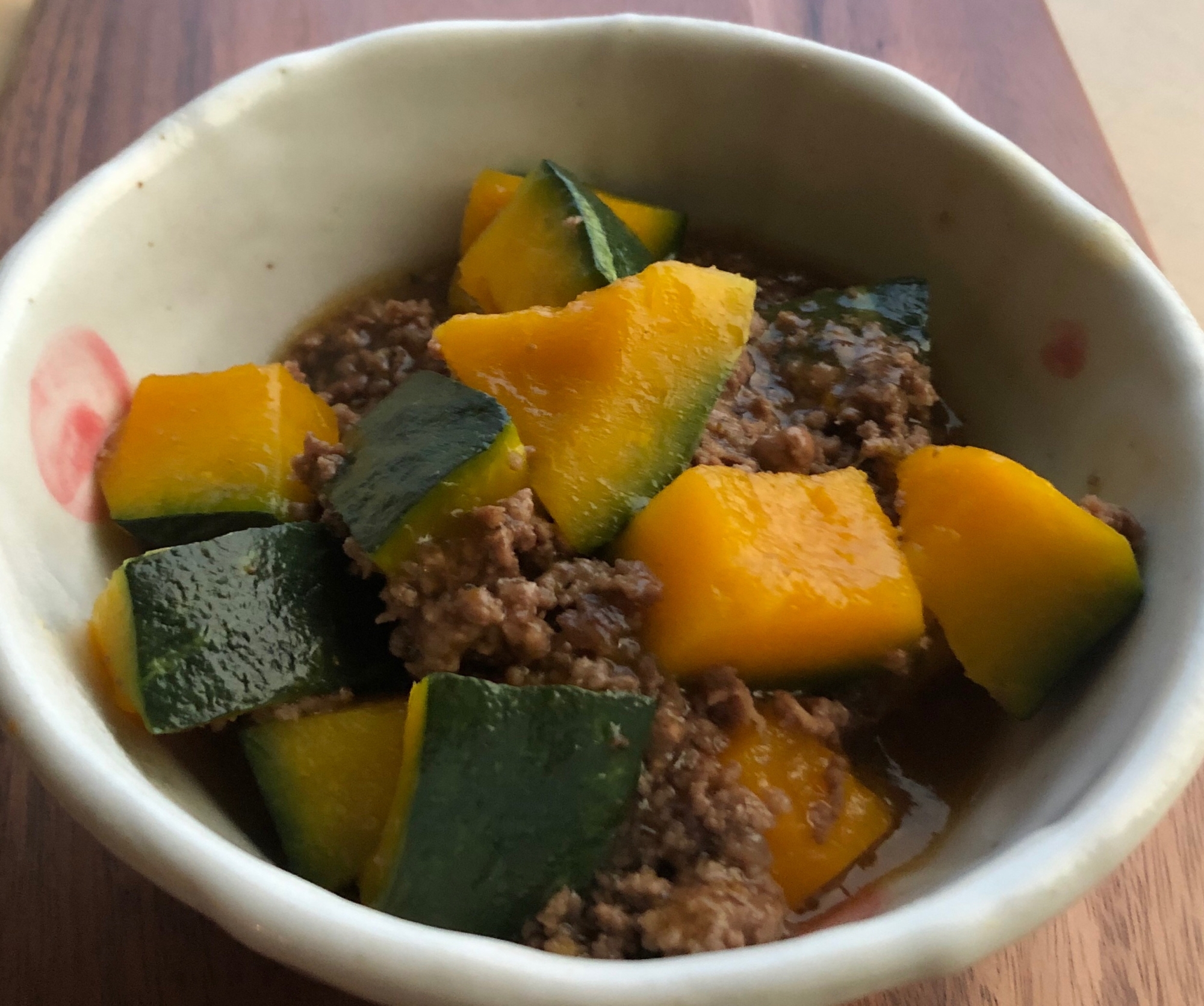 簡単カボチャと挽肉餡掛け煮