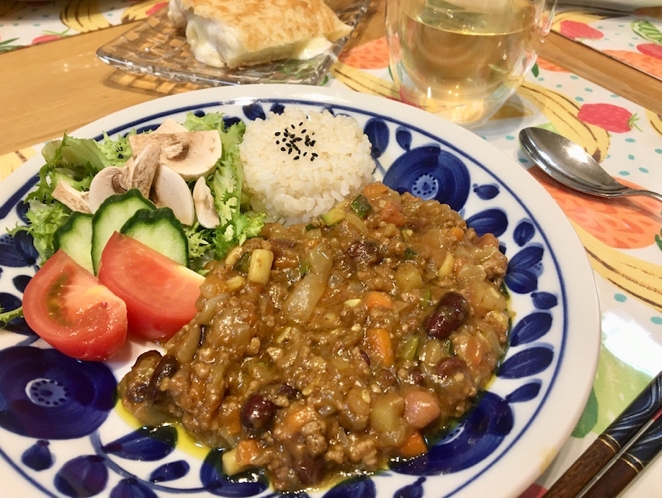 20分で♪キーマカレー風＊夏野菜豆カレー＊