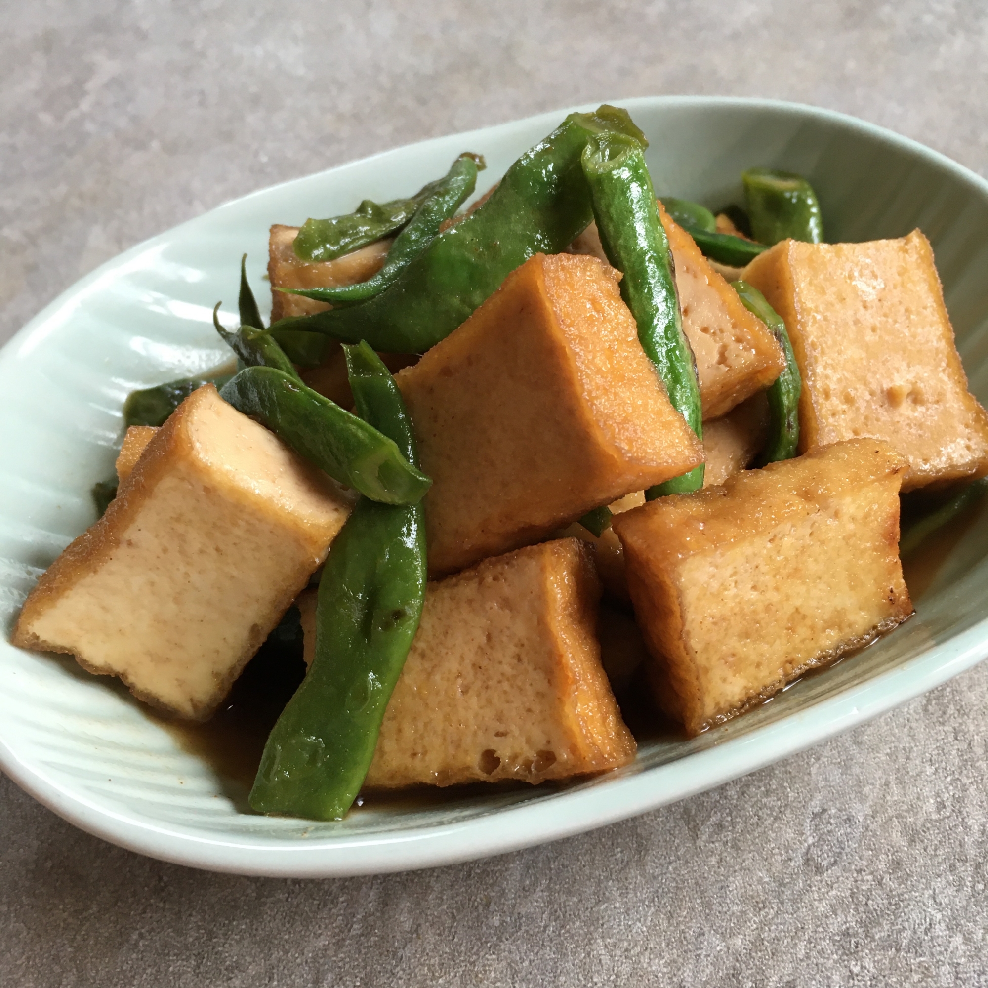 厚揚げといんげんの炒め煮♪