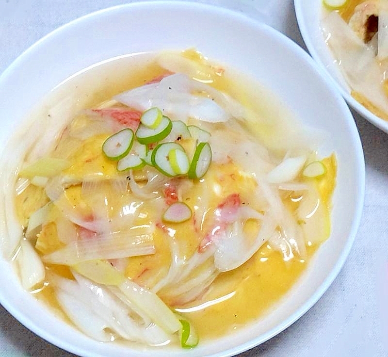 かにかまと長ねぎで作る天津飯