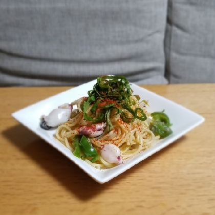 いかと白菜の生姜風味の味噌パスタ