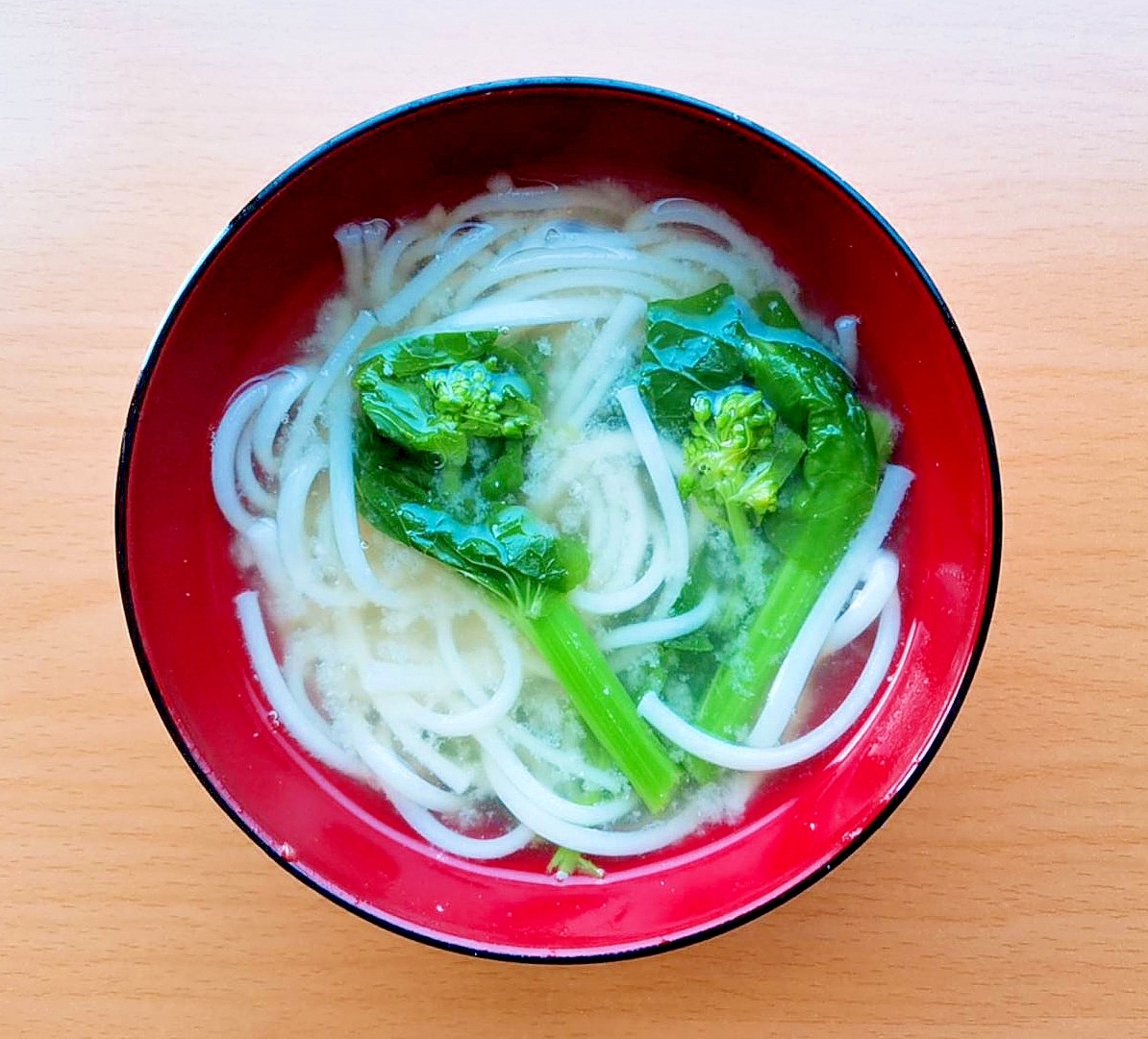 素麺と菜の花の白味噌汁