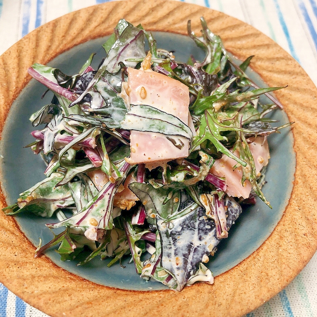 シンプル＆簡単　水菜とハムのサラダ★野菜を食べる