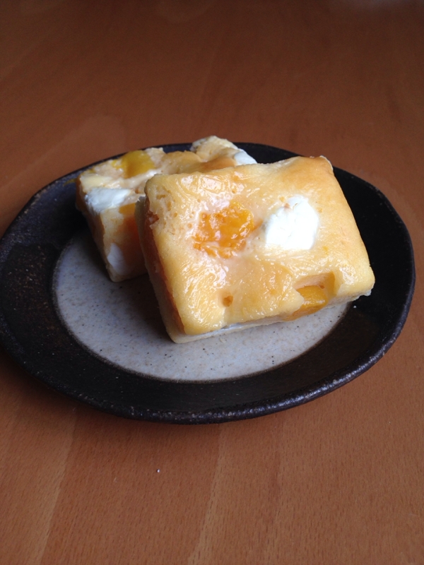 バター不使用♪桃とクリームチーズのケーキ