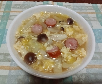 椎茸がなく、しめじで作りました。野菜がたっぷり摂れて、優しい味つけで美味しかったです。