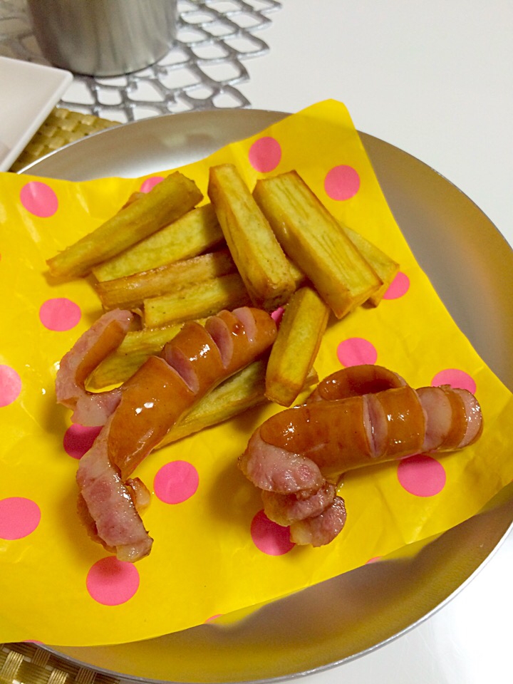 そのまま揚げるだけさつま芋 タコさんウィンナー レシピ 作り方 By 食いしん坊ともりん 楽天レシピ