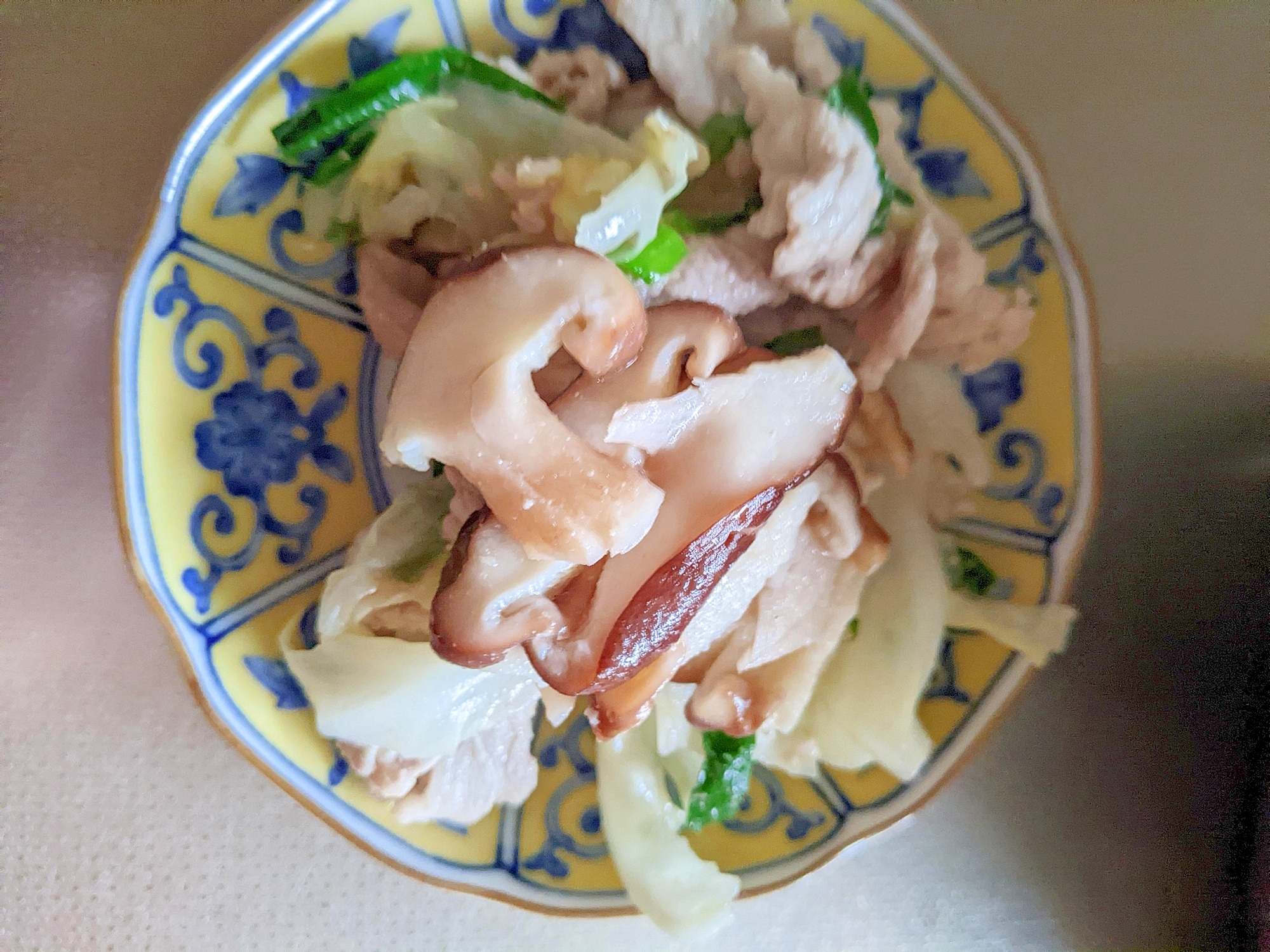 しいたけとニラの豚肉炒め