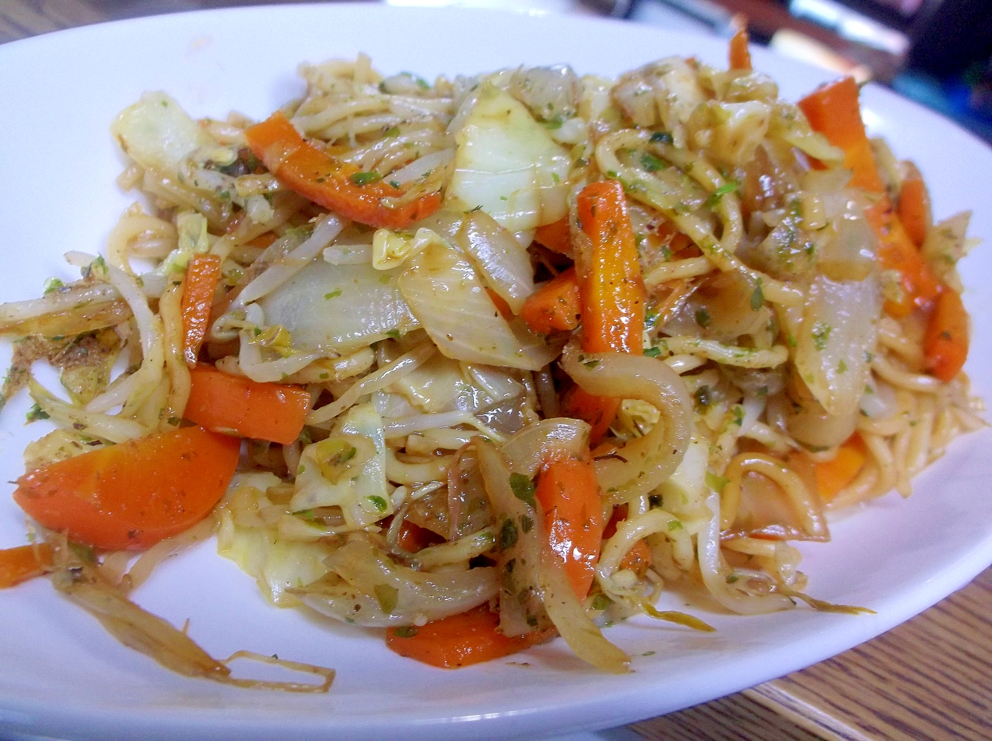 プレートで野菜たっぷり焼きそば☆