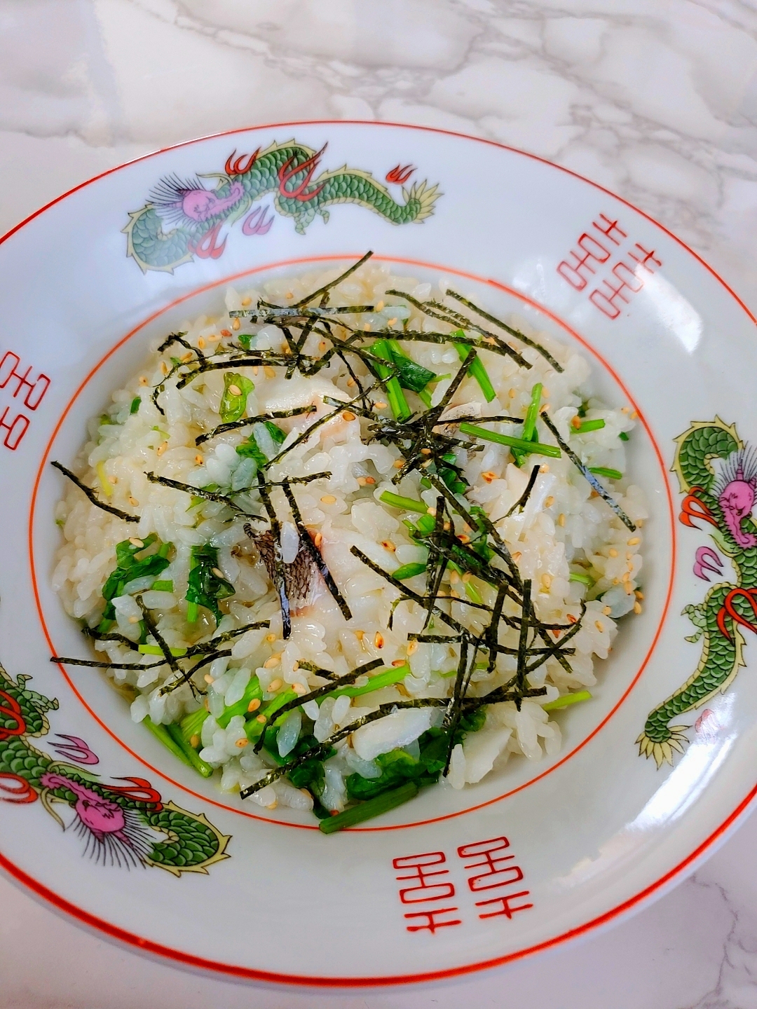 鱈とセリの中華粥