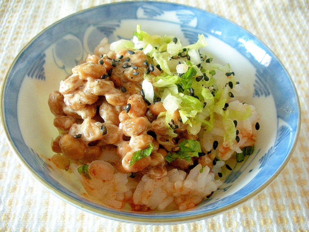 白菜キムチと納豆の中華風ごはん♪