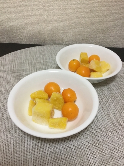 金柑と冷凍マンゴー♡
2種類だけですが美味しくいただきました♡